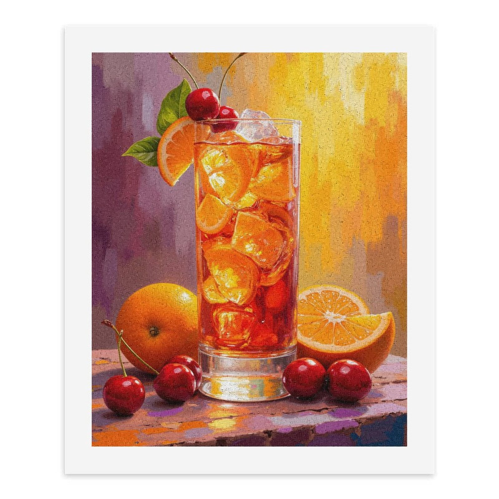 Paint By Numbers Kit for Adults Beginner - Orange Cherry Cocktail Glass Art DIY Canvas Painting Kits for Adults, Frameless Paint By Number for Adults for Home Wall Decor 16x20 Inch