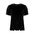 thumbnail image 6 of DxhmoneyHX Velvet Tops for Women Babydoll Short Sleeve Shirts Crew Neck Peplum Tunic Blouse Casual Loose Fit TShirts, 6 of 9
