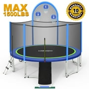 Zupapa Trampolines with Basketball Hoops&Slide 1500 lbs Weight Capacity 16 15 14 12 10FT for Kids