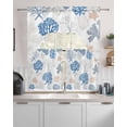 thumbnail image 2 of Coastal Blue Coral Kitchen Curtains Sets 24 Inch Length with Valance, Summer Watercolor Ocean Sea Swag Valances and Tiers Curtain Set Drapes Swag Curtains for Living Room, Bathroom, Bedroom, Cafe, 2 of 6