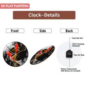 12 Inch Tempered Glass Wall Clock, Red Koi Swimming Pattern Design Wall Clock, Silent Clock, Suitable for Home Decoration (Battery Not Included), 30cm
