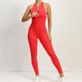 thumbnail image 3 of Mono de yoga con cremallera para mujer, mono de una pieza para entrenamiento, mallas, traje deportivo para gimnasio, ropa de ejercicio para mujer, 3 of 5