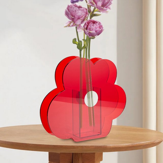 Florero Florero de arte moderno Florero Acrílico Regalo para decoración de habitación estética ( ) Rojo