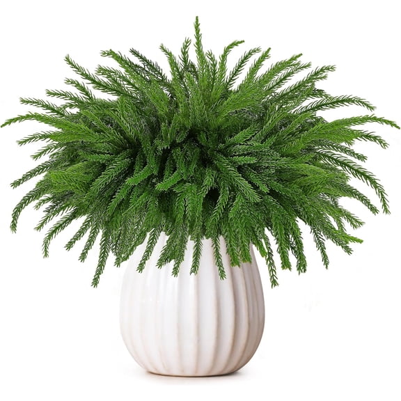 6 Pieces Christmas Norfolk Pine Branch 18 Inch Norfolk Pine Stems Artificial Norfolk Christmas Greenery Plants DIY Crafts Faux Pine Branches for Xmas Home Decor Garland Wreath Craft