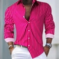 thumbnail image 2 of PEASKJP Black Button Down Shirt Mens Solid Long Sleeve Dress Shirts Stretch Cotton Business Shirt White Button Up Shirt Men Hot Pink 3XL, 2 of 5