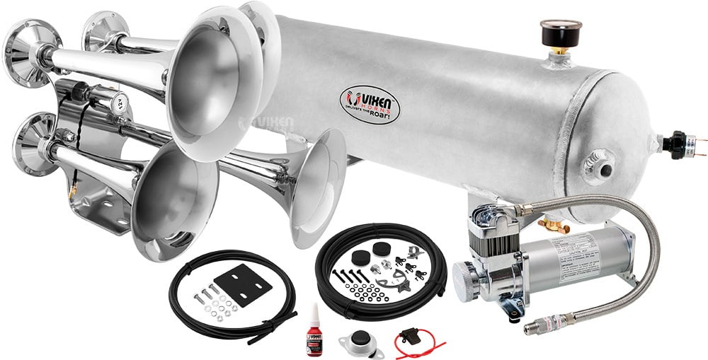 Vixen Horns Train Horn Kit for Trucks/Car/Semi. Complete Onboard System 200psi Air Compressor