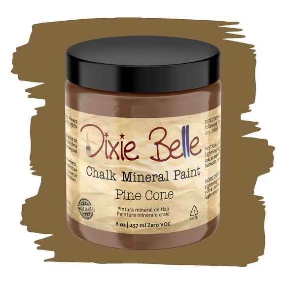 Dixie Belle Paint Company Chalk Finish Furniture Paint - Pine Cone (8oz) - Matte Chocolate Brown Chic Chalk Mineral DIY Furniture Paint