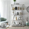 thumbnail image 5 of Epstewin 5-Shelf Wood Open Bookcase, Chrome and White, 5 of 7