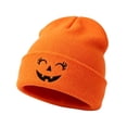 thumbnail image 2 of Cutuoiiu Unisex Fall Winter Knit Hat Halloween Pumpkin Face Embroidered Knit Beanie Soft Cuffed Winter Hat for Holiday Party Daily Wear, 2 of 6