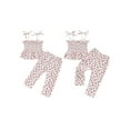 thumbnail image 3 of Yunliwuli Toddler Girls Cherry Print Set Lacing Ruffles Pleated Boat Neck Camisole Tops Elastic Waistband Long Pants 2-Piece Outfits, 3 of 10