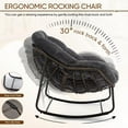 thumbnail image 4 of Indoor Outdoor Rocking Chair, Oversized Papasan Rocking Chair with Padded Cushion, Rocker Egg for Front Porch, Garden, Living Room, Bedroom, Apartment, 4 of 9