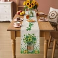 thumbnail image 2 of St. Patrick's Day Table Runner - 48 Inch Long Farmhouse Green Lucky Clovers Coin Cotton and Linen Blended Dress Scarves Farmhouse Table Runner for Kitchen Dining, Coffee Table, 13" x 48", 2 of 8