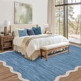 thumbnail image 5 of 9*12FT Washable Living Room Rug, Non-Slip and Soft Bedroom Rug,Low Pile, Foldable, Stain Resistant. Gray blue, 5 of 7