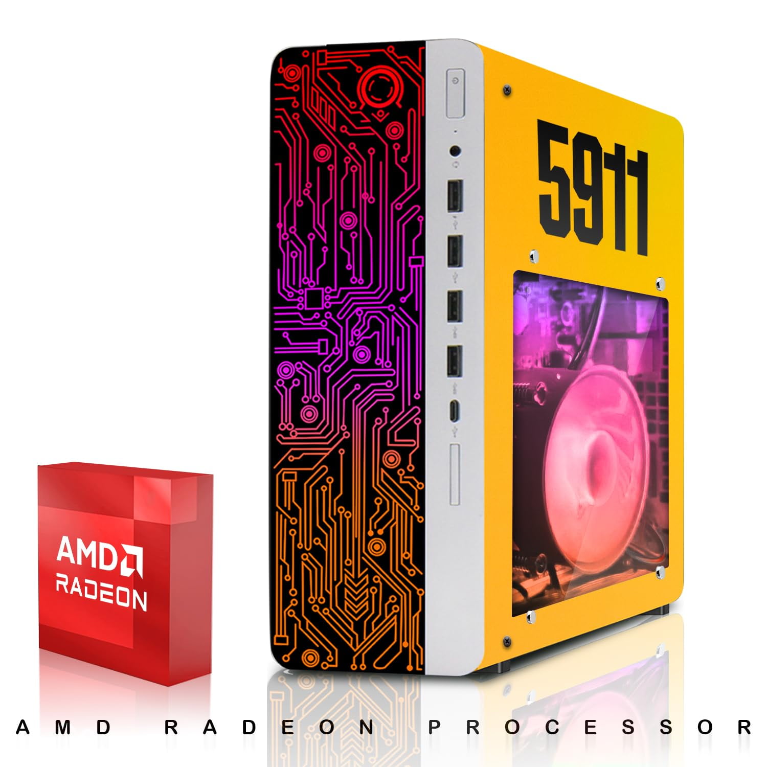 Restored HP Gaming PC Desktop Computer 5911 AMD A10-9700, RX 550, 16GB RAM, 1TB SSD, RGB KBM with AI Copilot, WiFi, RGB Headphone, Webcam, Windows11