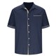 thumbnail image 3 of Camisas de Verano Casuales de los Hombres Impresas Camisa de Manga Corta Parchada para Hombres, Contraste Cuello Botón Arriba con Bolsillo de Pecho, 3 of 8