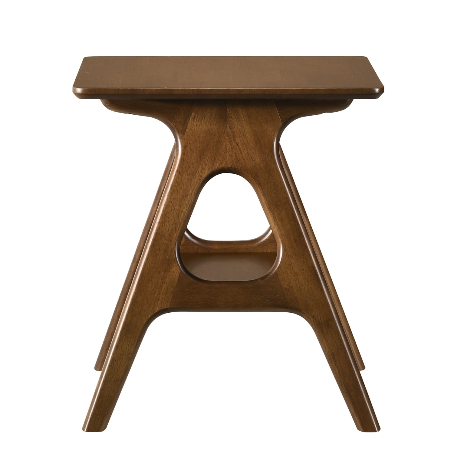 Arona Mid-Century Modern Wood End Table with Shelf Storage Accent Table for Living Room, Bedroom, Walnut Finish