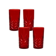 Dublin Crystal Red Highball Glass 12oz, Set of 4