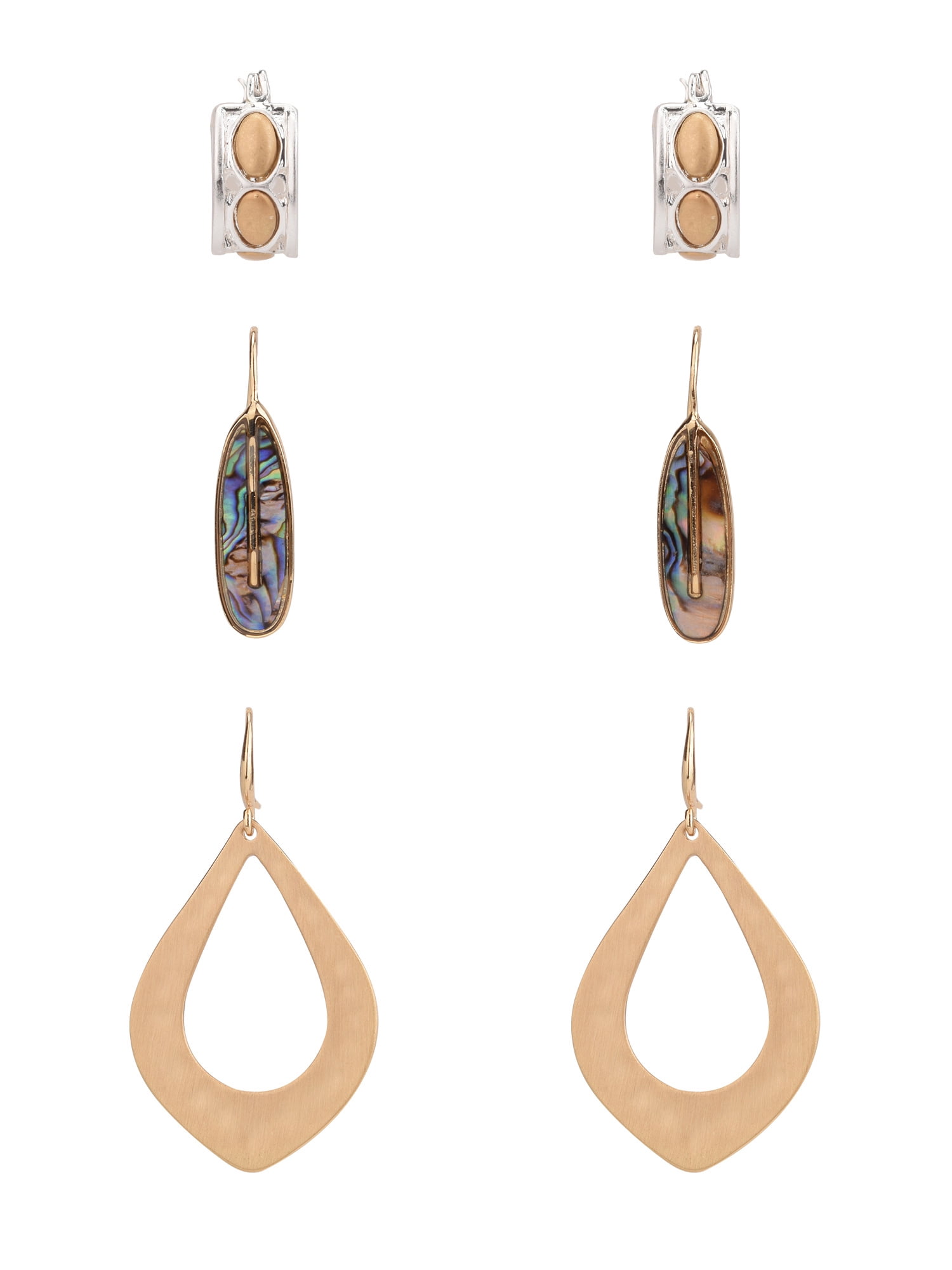 The Pioneer Woman Women's Jewelry, Mixed Metal Trio Earring Set with