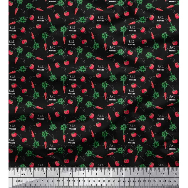 Soimoi Cotton Jersey Fabric Text,Tomato & Carrot Vegetable Print Fabric by Yard 58 Inch Wide