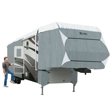 5th Wheel Rv Trailer - Classic Accessories PolyPRO 3 Deluxe Extra Tall 5th Wheel RV Cover & Toy Hauler RV Cover, Fits 37' - 41' Trailers