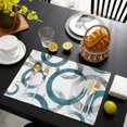 thumbnail image 3 of Turquoise Grey Placemats Set of 12, Geometric Circle Modern Abstract Simple Art Placemats for Dining Table, Place Mats for Kitchen Tabletop, Waterproof Wipeable Dining Table Mats Set, 3 of 9