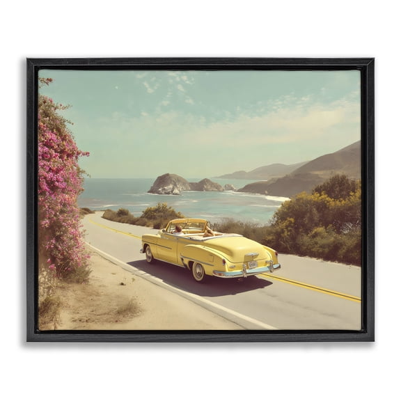 Stupell Industries Coastal Vintage Yellow Ride Black Floating Frame Canvas Art, 21 x 17, by Franklyn Gregory
