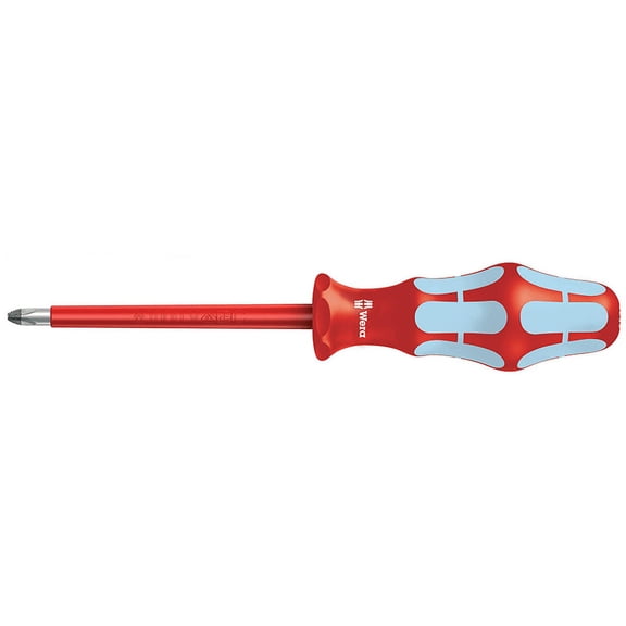 Wera 05022734001 Kraftform Stainless VDE 3162i PH Stainless Steel Phillips Screwdriver, PH 2 Head, 4" Blade Length