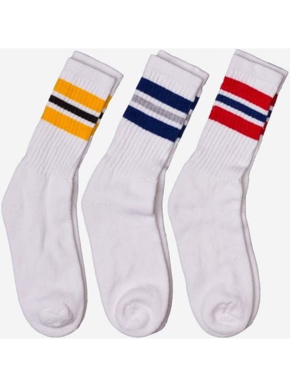 4Pack Old School Striped Tube Crew Socks-women's