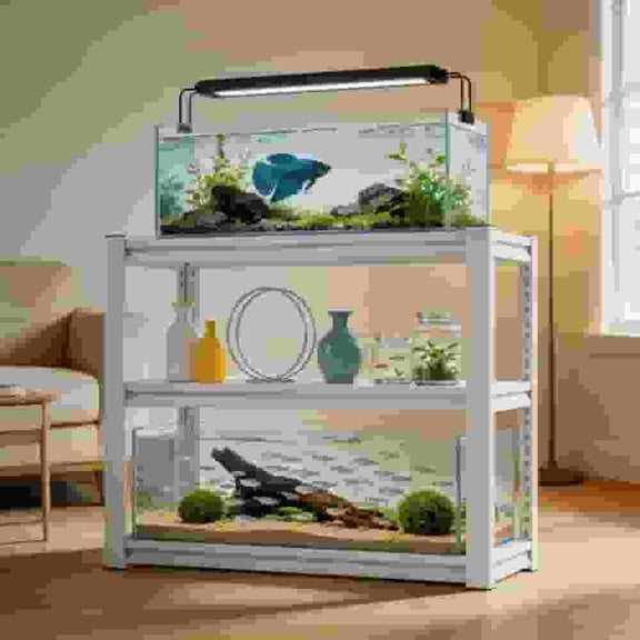 WUSCASA 40 Gallon Fish Tank Stand - Metal Fish Tank Stand, 34 "W x 18 "D x 31"H Adjustable Heavy Duty Reptile Tank Stand, Not Included