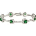 thumbnail image 4 of Sterling Silver Rhodium-Plated 7.25Inch Green And Clear Cz Bracelet Made In China qx684cz, 4 of 5