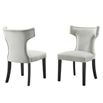 Side Dining Chair, Nailhead, Set of 2, Grey Gray, Velvet, Modern Contemporary, Kitchen Room Cafe Bistro Restaurant Hospitality