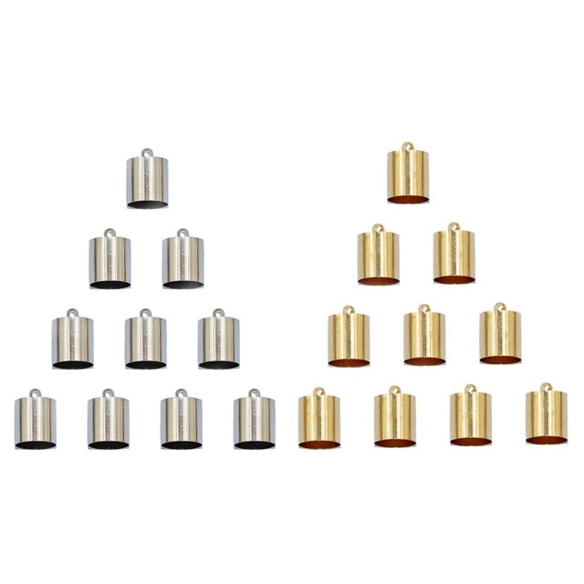 20 Piezas de Cordón de material cuero de Barril Chapado en Oro Plateado Extremos de Cordón para 9/10 Mm Salvador tapas de extremo para la fabricación de joyas