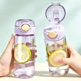 thumbnail image 2 of Water Bottle with Straw Locking Lid, 500Ml Leakproof Plastic Hydration Cup with Measurement Marks, Lightweight Portable Travel Bottle for Sports, Gym, University, 2.75x2.75x7.48 In., 2 of 6