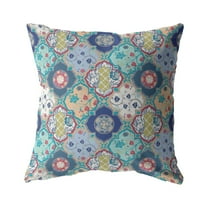 Amrita Sen Flower Diamonds Broadcloth Indoor Outdoor Blown and Closed Pillow Moss Green and Peach