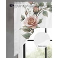 thumbnail image 2 of Retro Flower Swag Valances for Windows, Small Curtains Drapes, Pastoral Pastel Pink Rose Floral Leaf Kitchen Window Curtains Over Sink Rod Pocket Window Treatment Valance for Bedroom/Bathroom 56"x36", 2 of 5