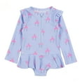 thumbnail image 1 of Nano Maillot de Bain une Pièce pour Filles (UBF 50+) - Flamants Roses Bleu Pâle (3 Ans), 1 of 3