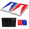 GoSports Foldable Cornhole Boards Bean Bag Toss Game Set, Superior Aluminum Frame, Red and Blue Design w/ 8 Bean Bags and Portable Carry Case