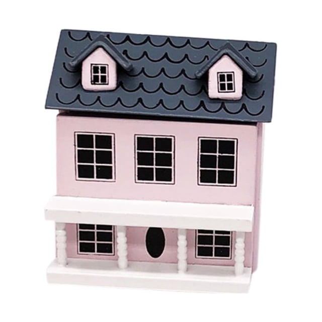1/12 Mini Maison de Poupée Miniature Villa Mini Maison avec Toit Gris Mobile Jouet