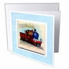 3dRose Vintage Red Blue Childs Train, Greeting Cards, 6 x 6 inches, set of 12