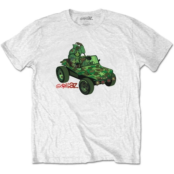 Gorillaz Unisex T-Shirt Green Jeep (Medium)