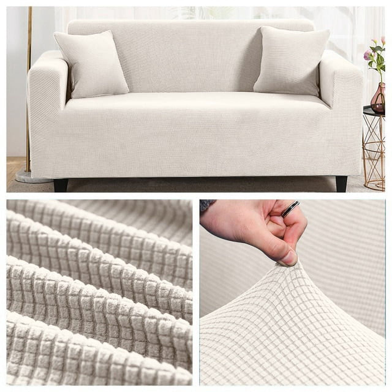 ACMDL  Seat Solid Color Sofa Cover Full Coverage Dustproof Universal Cover Jacquard Fabric L Shape Sofa Covers For Living Room