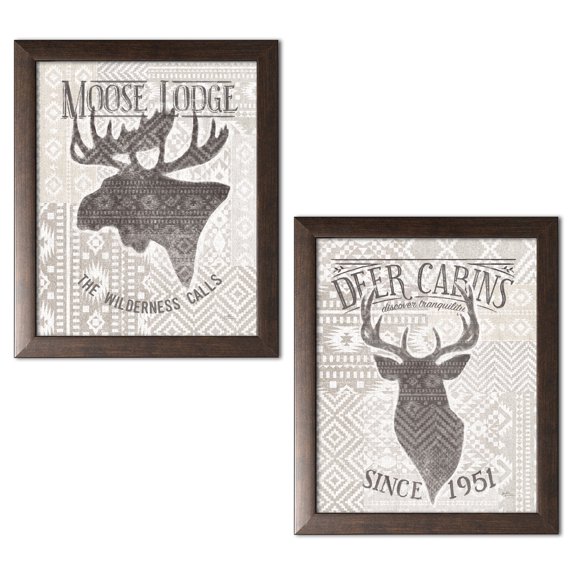 Gango Home Decor Lodge Soft Lodge V & Soft Lodge VI by Janelle Penner (Ready to Hang); Two 11x14in Brown Framed Prints