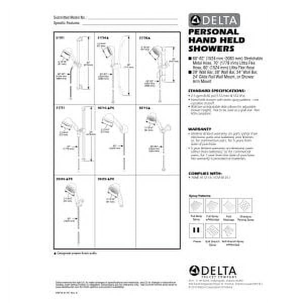 Delta 51751 Classic Hand Shower Package Includes Hand Shower, Slide Bar, and Hose, Chrome