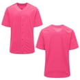 thumbnail image 4 of Craaazy Women Plus Size Solid Color V-Neck Short Sleeve Button Down Baseball Jersey Casual Loose Comfy Tops Gifts, 4 of 8