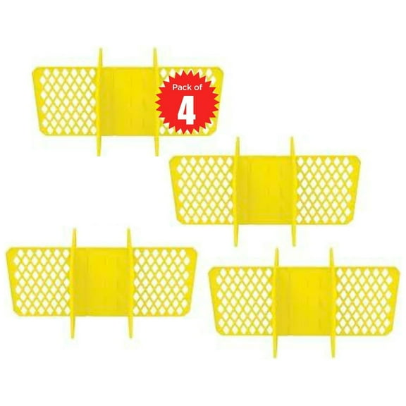 ORGANIZE-IT! 6 Slot Tote Dividers for 27 Gallon Storage Containers, Yellow, 4 Pack