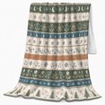 thumbnail image 2 of Blue Winter Stripe Pattern with Moon and Snowflakes, Peaceful Nordic Style for Holiday Lovers, Frosty Icon Rows and Christmas Gift, Cozy Flannel Blanket for Bedroom and Guest Room, Home Decor, 2 of 9