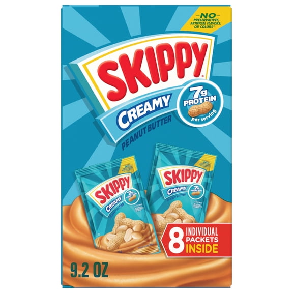SKIPPY Creamy Peanut Butter Individual Squeeze Packs, 1.15 oz (64 Pouches)