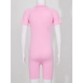 thumbnail image 4 of RUNQHUI Kids Girls One Piece Short Sleeve Wetsuit Swimwear Shorty Aerobics Swimming Rash Guard Diving Pink 12, 4 of 7