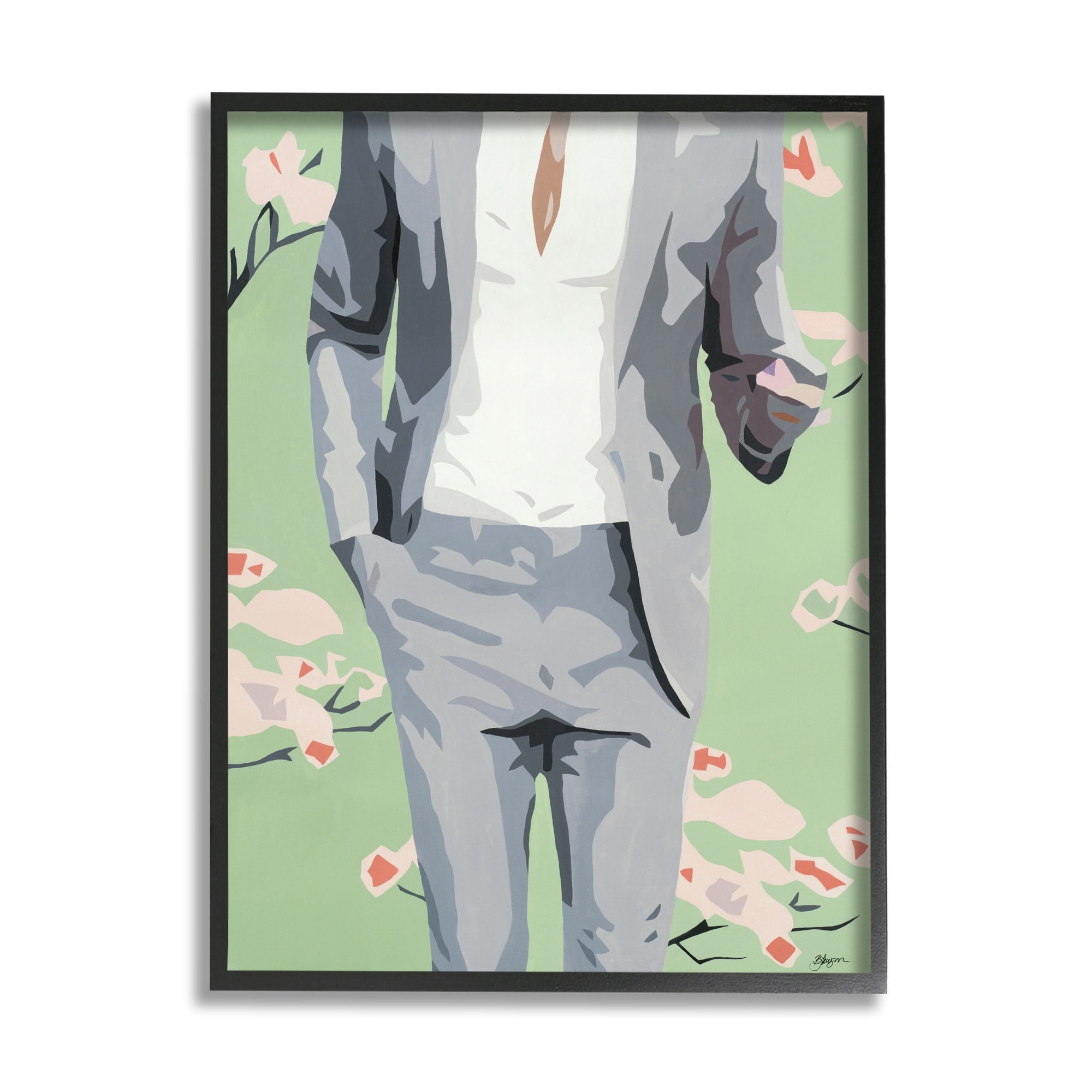 Stupell Industries Men's Fashion Business Suit over Pink Flowers,16 x 20,Designed by Beth Ann Lawson