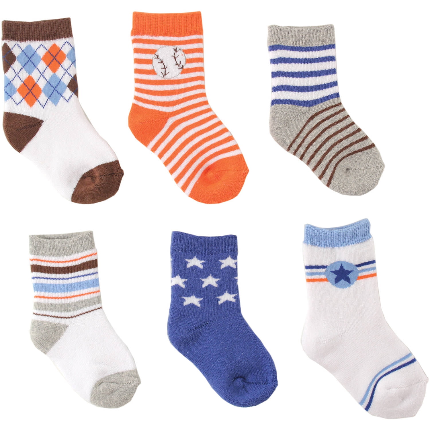 Luvable Friends Newborn Baby Boys' Cushion Socks, 6Pack